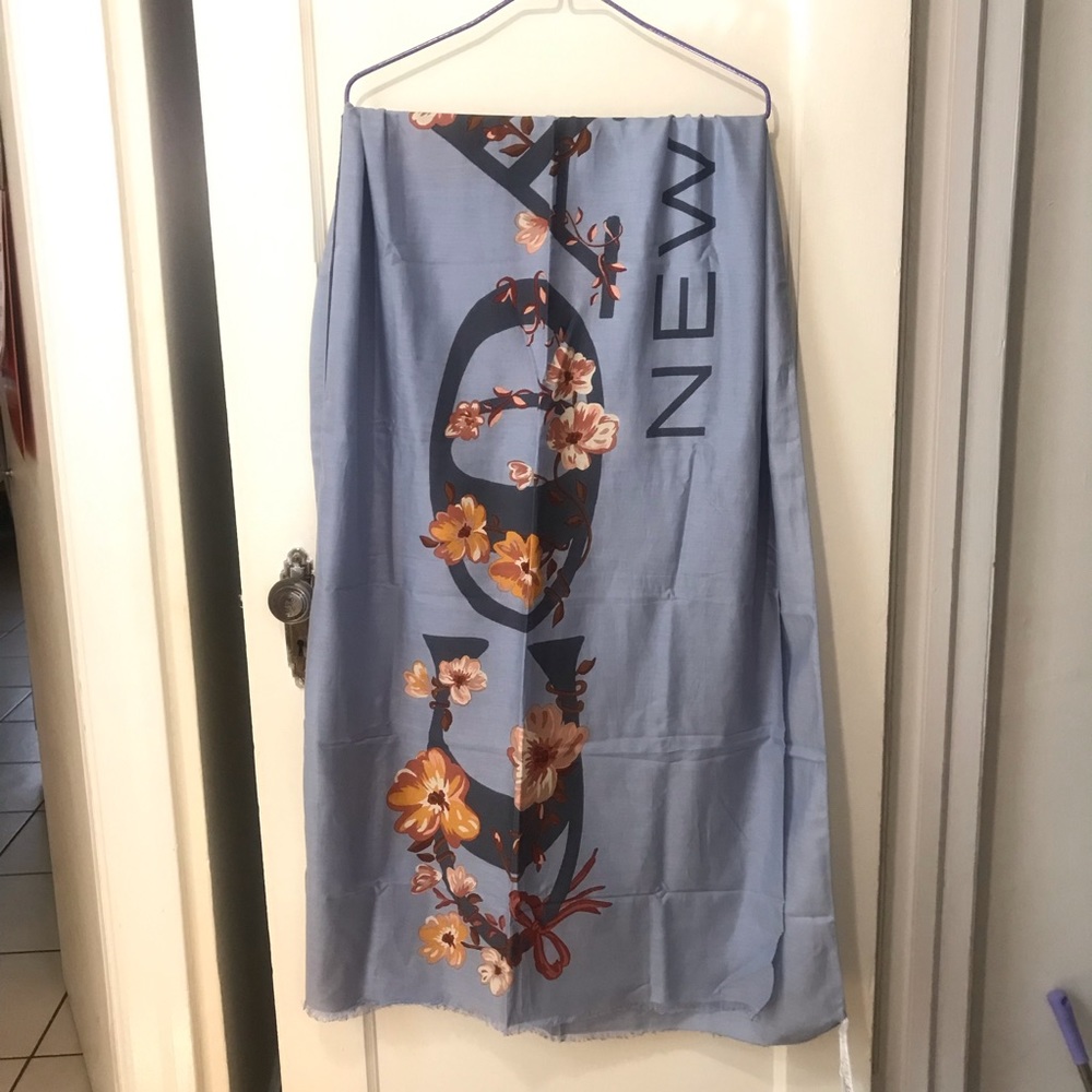 COACH Floral Bow Print Oblong Scarf 73214 Mist